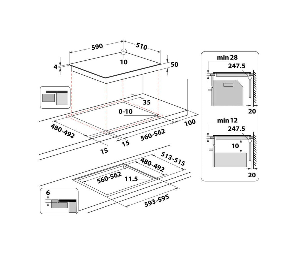 Whirlpool WTX6019DCF Piano cottura a induzione cm. 59 - vetroceramica nero