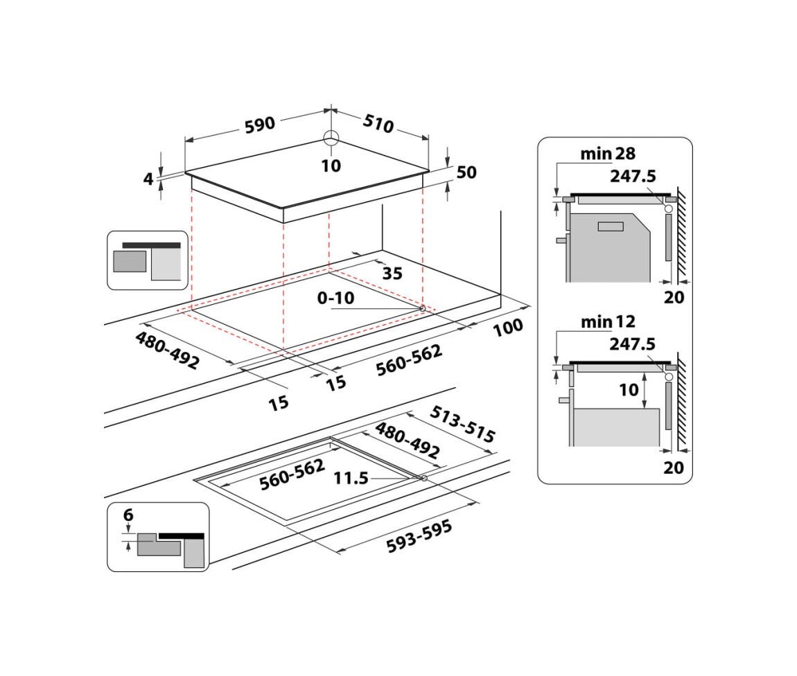 Whirlpool WTX6019DCF Piano cottura a induzione cm. 59 - vetroceramica nero
