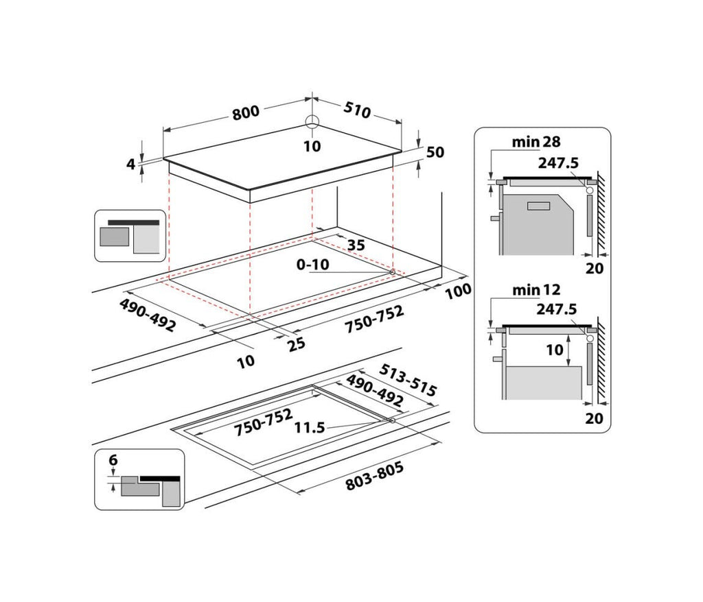 Whirlpool WTX8015DCF Piano cottura a induzione cm. 80 - vetroceramica nero