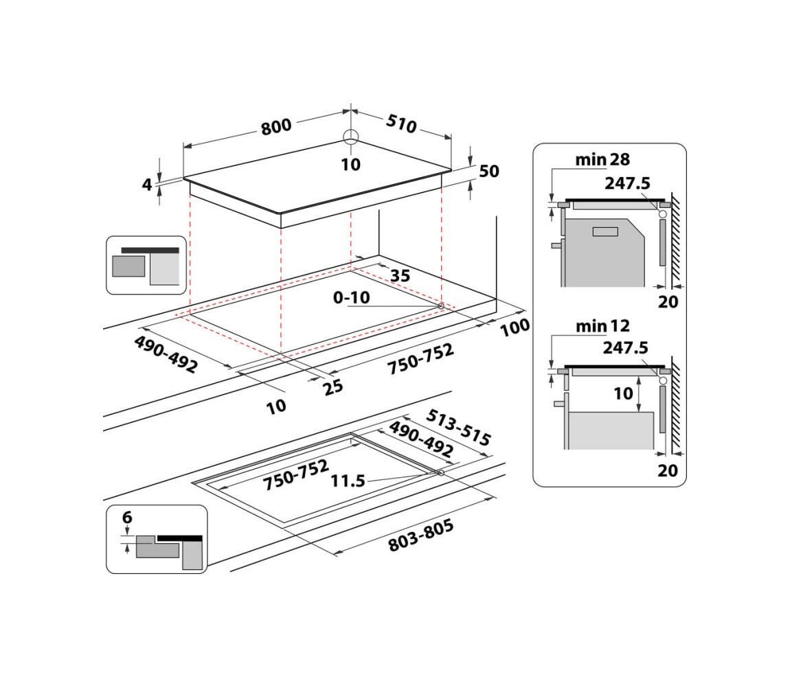 Whirlpool WTX8015DCF Piano cottura a induzione cm. 80 - vetroceramica nero