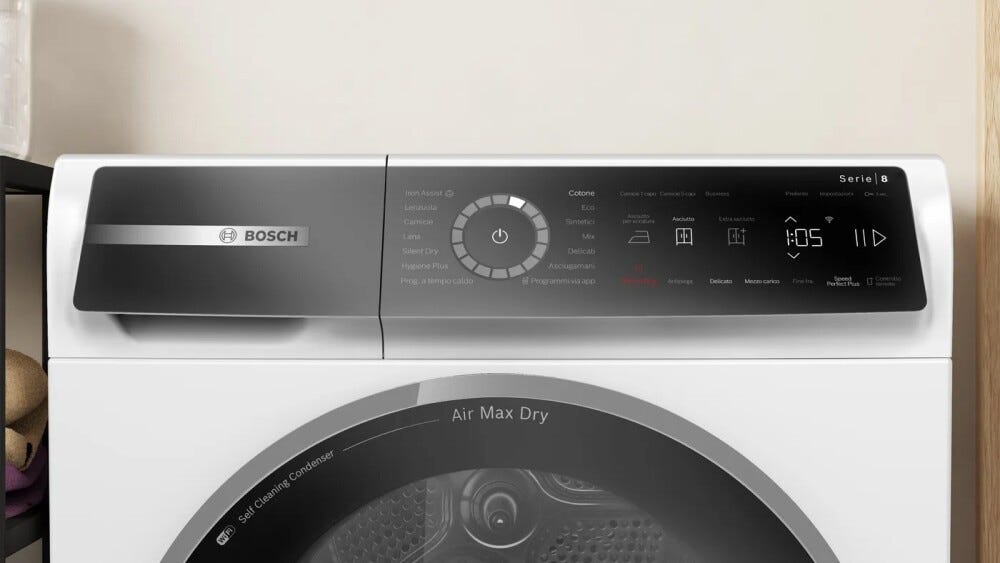 Bosch WRB247C0IT serie 8 Asciugatrice a pompa di calore 9 kg, condensatore autopulente, classe A, Home Connect