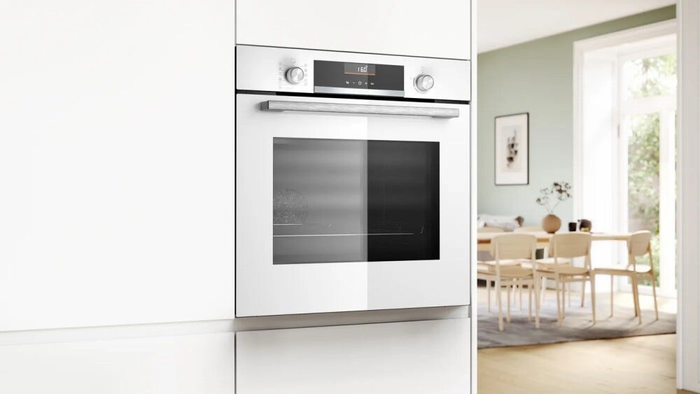 Bosch HBG536EW4 serie 6 Forno elettrico da incasso, 60 cm, 71 litri, con funzione airfry e funzione pizza, bianco