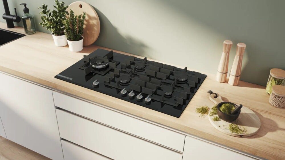 Bosch PRS9A6H40 serie 8 Piano cottura a gas, 90 cm, 5 fuochi, home connect, vetro nero