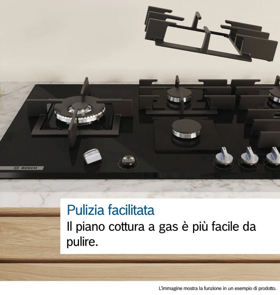 Bosch PRS9A6H40 serie 8 Piano cottura a gas, 90 cm, 5 fuochi, home connect, vetro nero