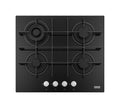 Franke FHMA 604 3G DC BK C Maris Piano cottura a gas in vetro temprato nero, 4 fuochi, 59x51 cm, doppia corona, griglie in ghisa