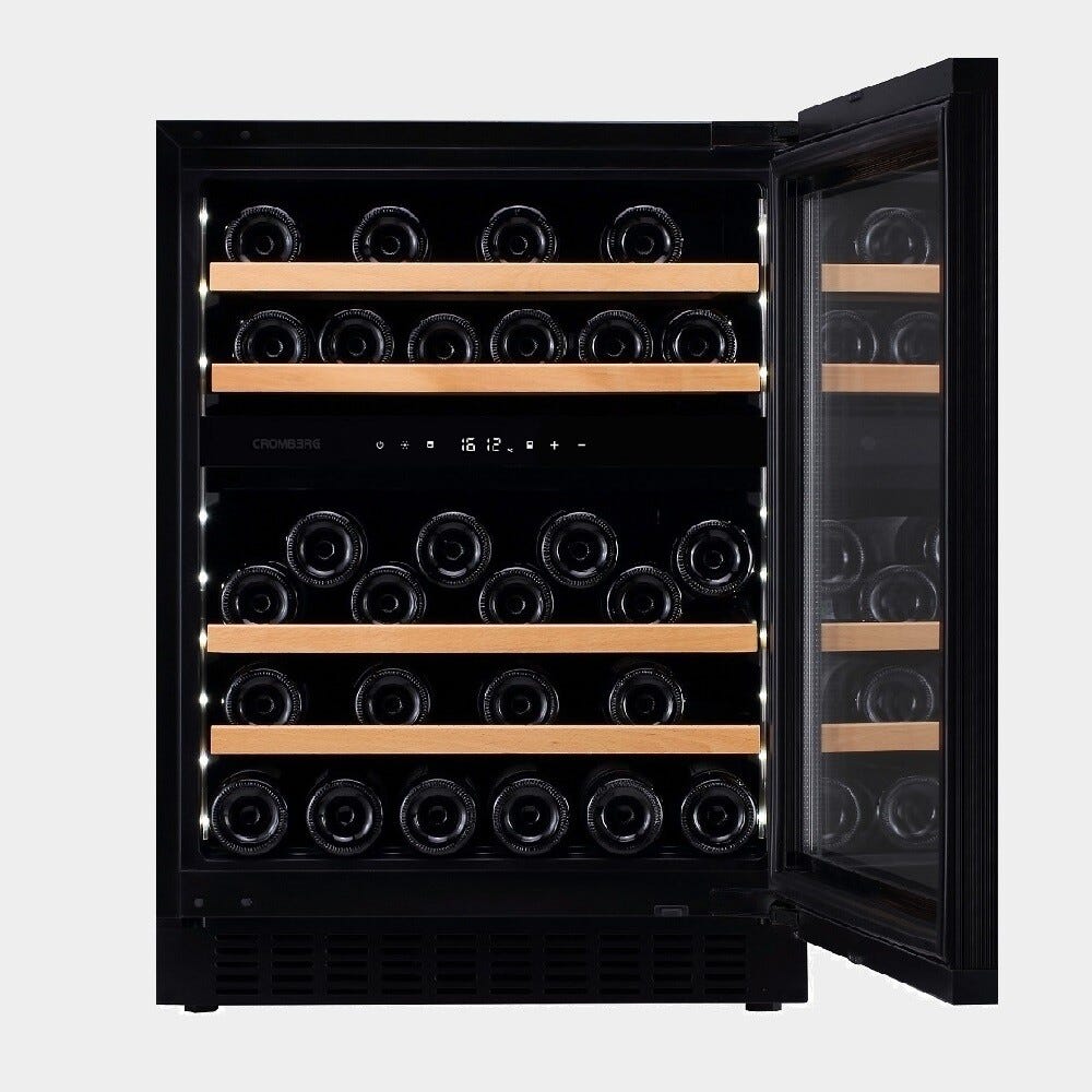 Cromberg HCV68UD Cantinetta vini da incasso cm 60, 82 h, 39 bottiglie, vetro nero