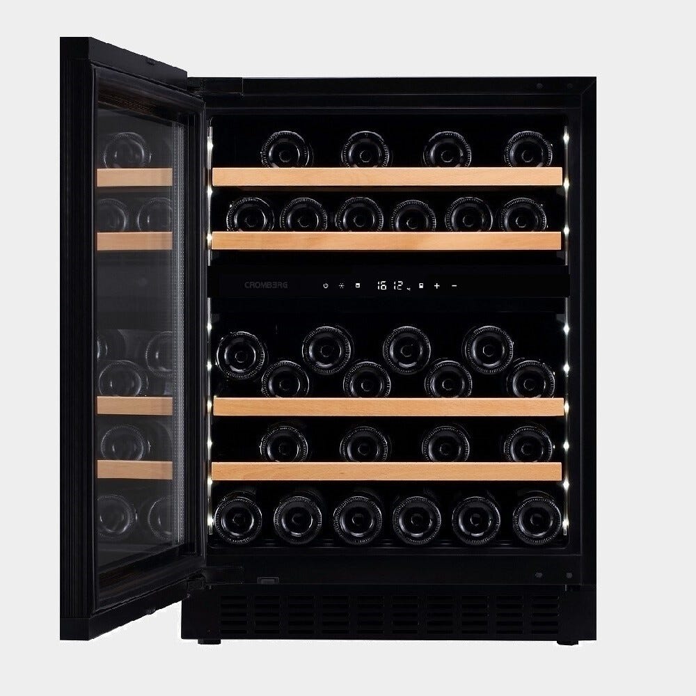 Cromberg HCV68US Cantinetta vini da incasso cm 60, 82 h, 39 bottiglie, vetro nero