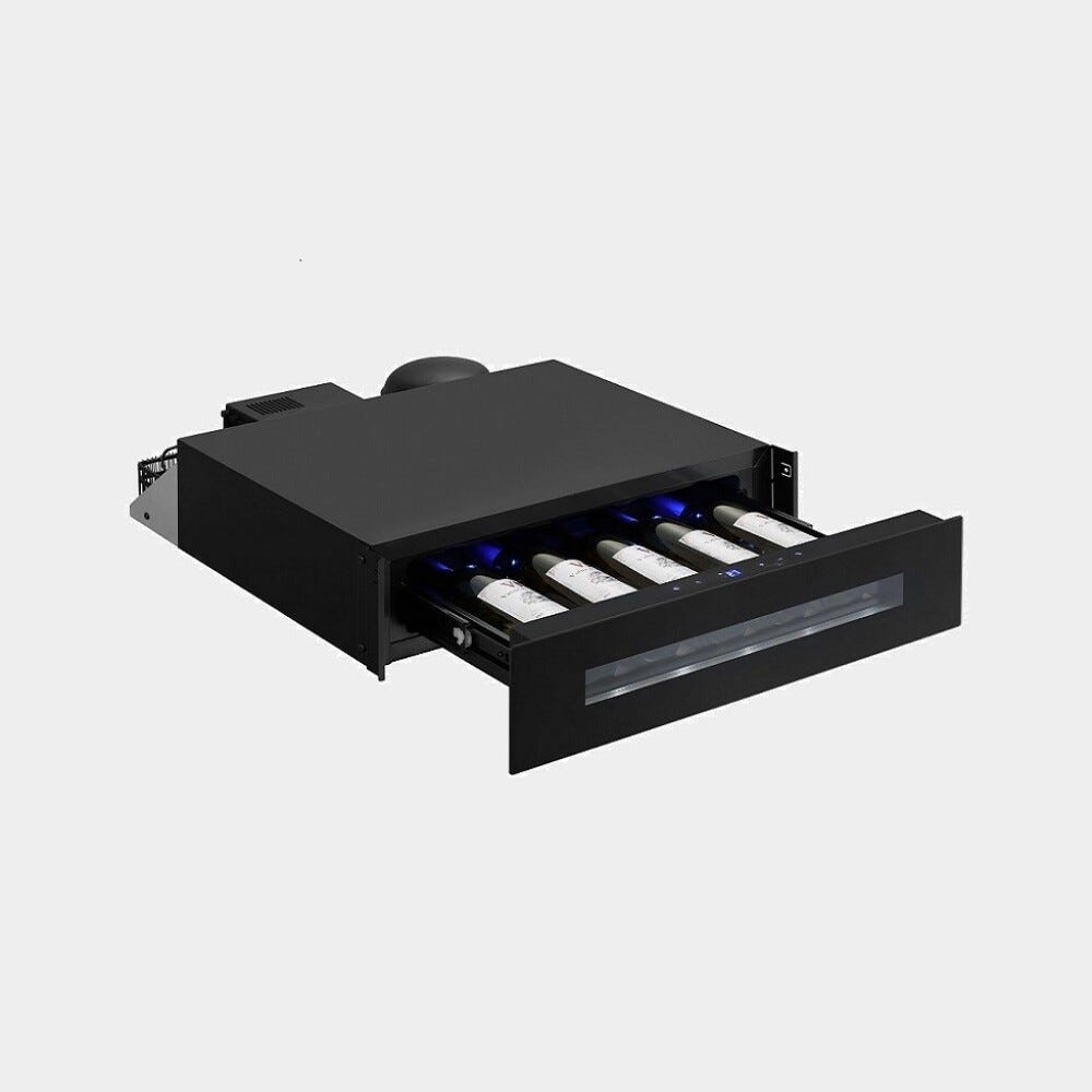 Cromberg HDV60BP Cassetto refrigerato cm 60, 14 h, 5 bottiglie, vetro nero
