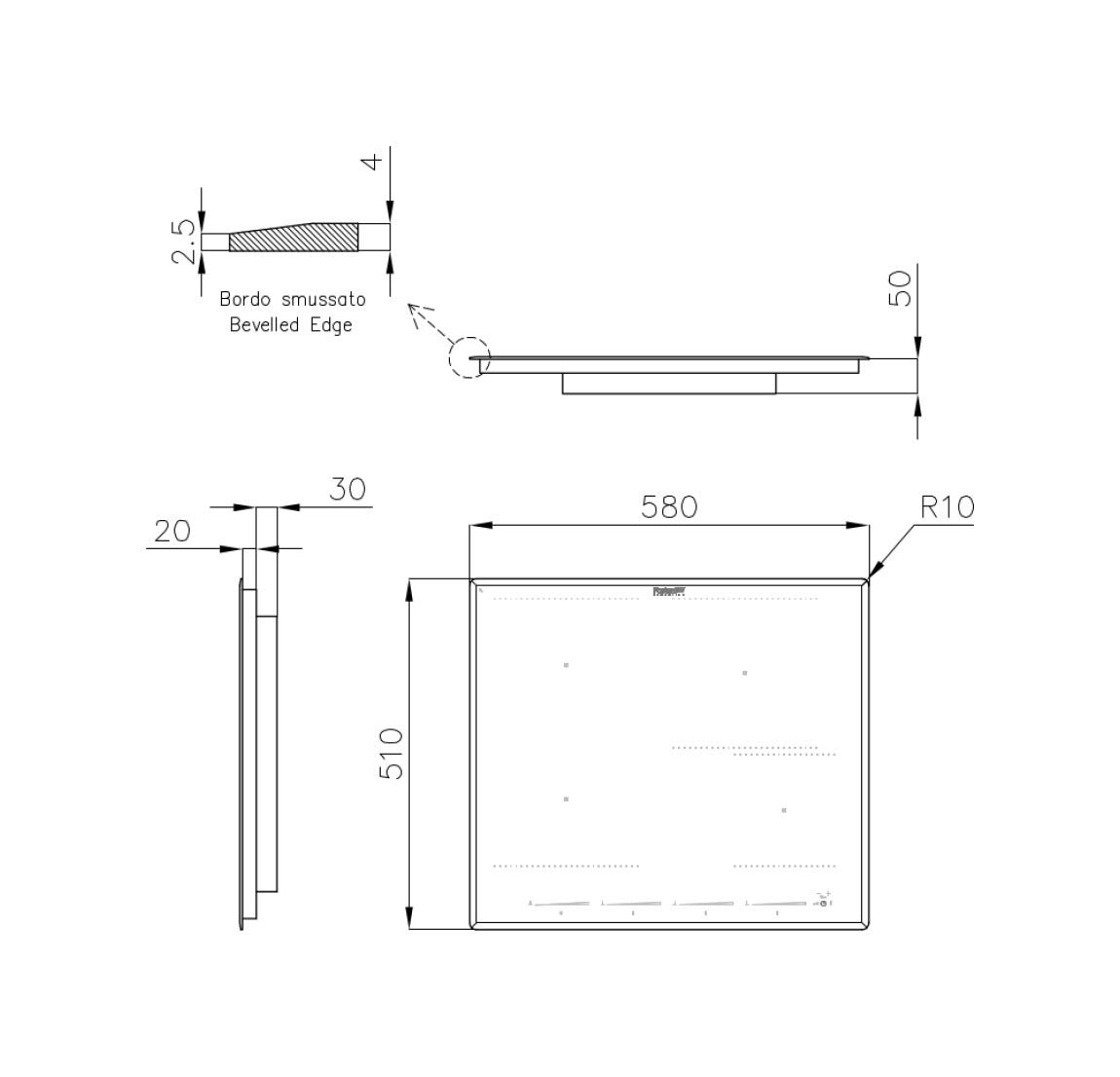 Foster 7381646 KE Induction Piano cottura a induzione cm 58, 4 zone, vetroceramica nero