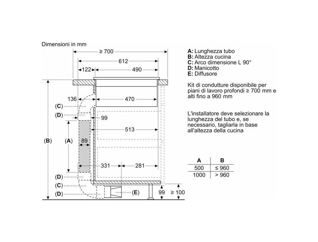 Bosch PVQ731H26E serie 6 Piano cottura a induzione con cappa integrata, cm. 71, 4 zone, estrazione 500 m³/h, Home connect, vetroceramica nero