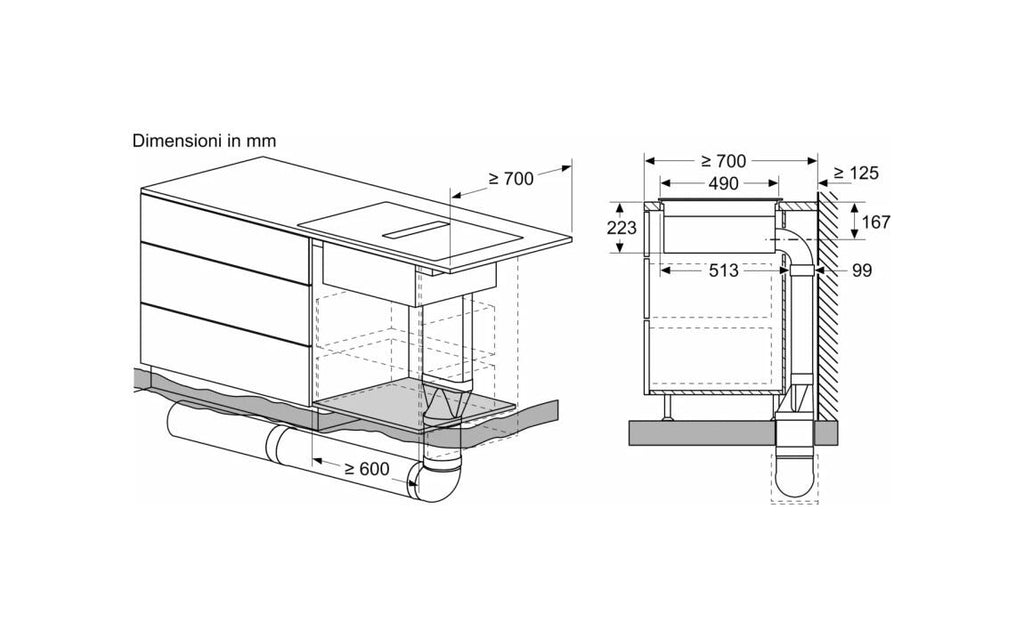 Bosch PVQ731H26E serie 6 Piano cottura a induzione con cappa integrata, cm. 71, 4 zone, estrazione 500 m³/h, Home connect, vetroceramica nero