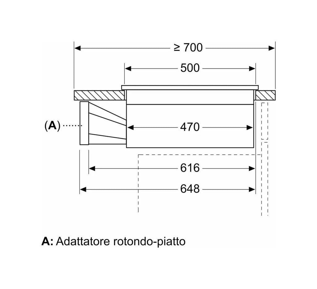 Bosch PVQ731H26E serie 6 Piano cottura a induzione con cappa integrata, cm. 71, 4 zone, estrazione 500 m³/h, Home connect, vetroceramica nero