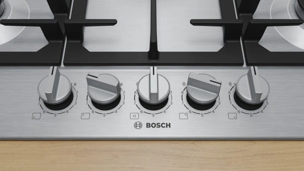Bosch PCQ7A5I90 serie 6 Piano cottura a gas, cm. 75, 5 fuochi, FlameSelect e griglie in ghisa, inox