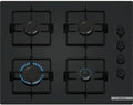 Bosch POP6B6K30 serie 2 Piano cottura a gas, 60 cm, 4 fuochi, griglie individuali in acciaio, vetro temperato, nero