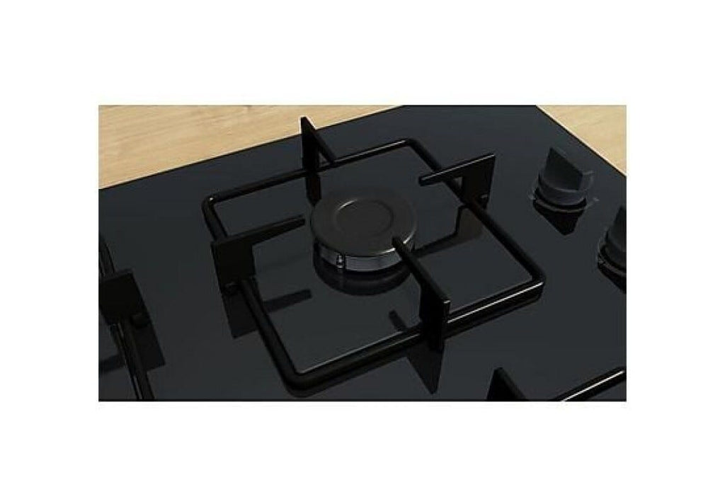 Bosch POP6B6K30 serie 2 Piano cottura a gas, 60 cm, 4 fuochi, griglie individuali in acciaio, vetro temperato, nero