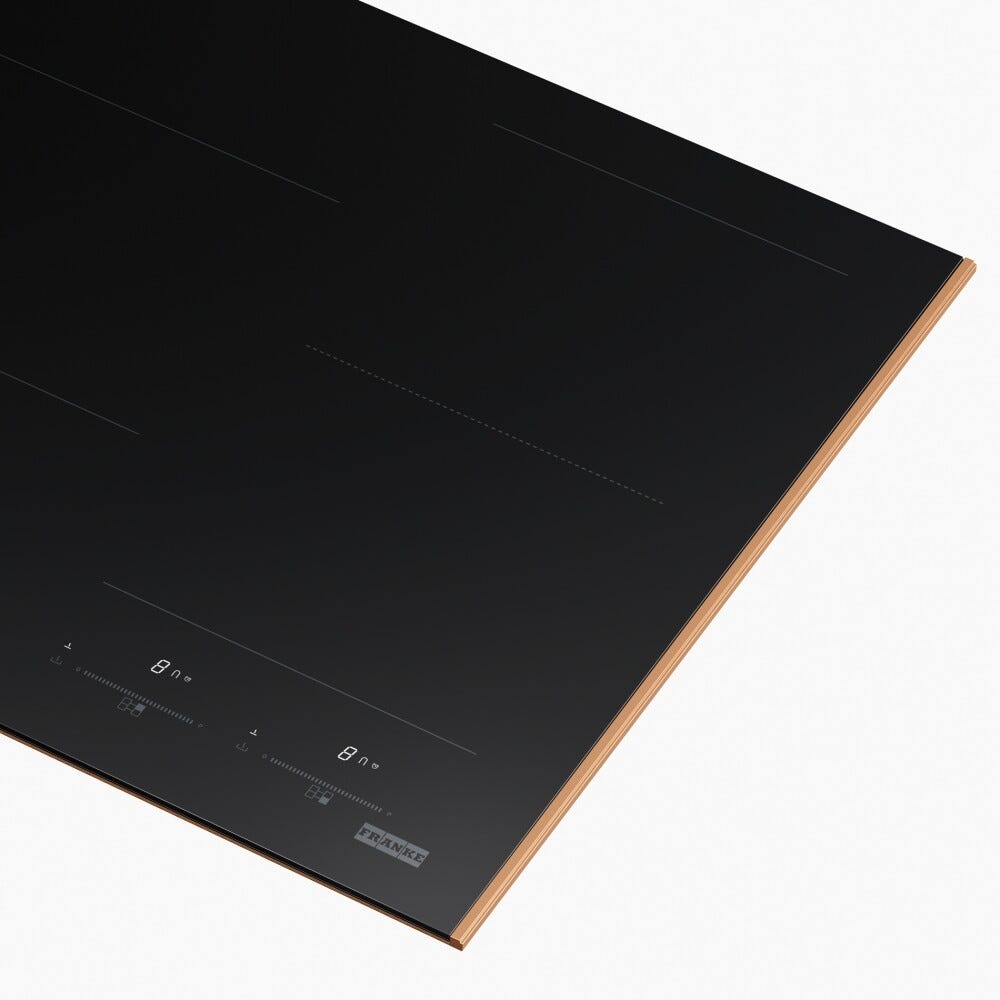 Franke FMY 805 I F KL CP Mythos Masterpiece Piano cottura a induzione 5 zone, 2 zone flexi, 77 x 51 cm, vetro nero con profilo rame, tecnologia k-link