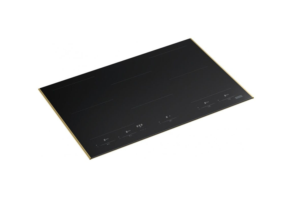 Franke FMY 805 I F KL GD Mythos Masterpiece Piano cottura a induzione 5 zone, 2 zone flexi, 77 x 51 cm, vetro nero con profilo oro, tecnologia k-link