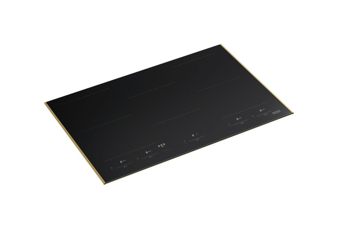 Franke FMY 805 I F KL GD Mythos Masterpiece Piano cottura a induzione 5 zone, 2 zone flexi, 77 x 51 cm, vetro nero con profilo oro, tecnologia k-link