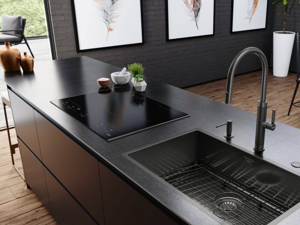 Franke FMY 805 I F KL AN Mythos Masterpiece Piano cottura a induzione 5 zone, 2 zone flexi, 77 x 51 cm, vetro nero con profilo antracite, tecnologia k-link