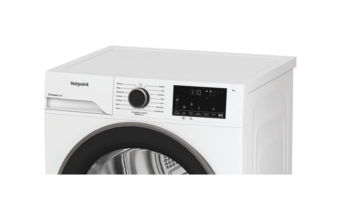 Hotpoint Ariston HPTS 74D BS IT Dèlica Asciugatrice a pompa di calore 7 kg, motore Inverter BPM, classe C, bianco