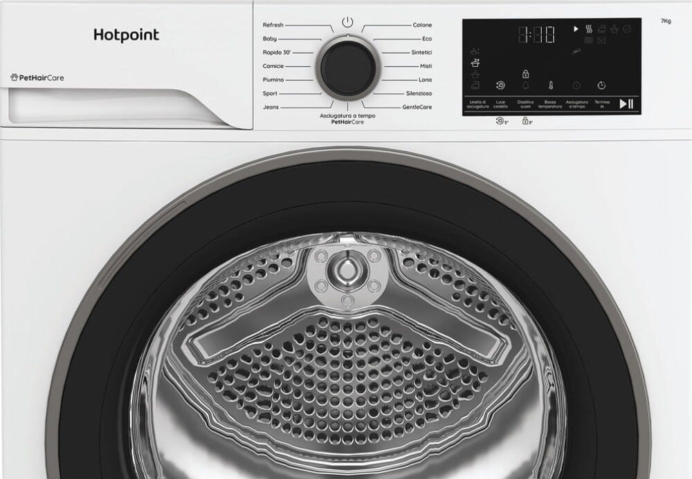 Hotpoint Ariston HPTS 74D BS IT Dèlica Asciugatrice a pompa di calore 7 kg, motore Inverter BPM, classe C, bianco
