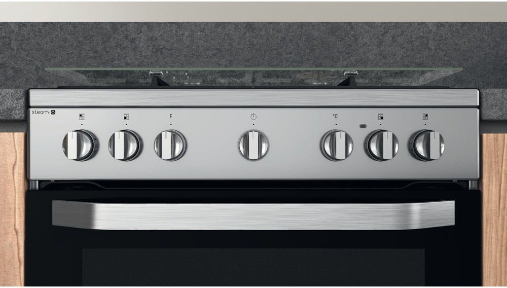 Hotpoint Ariston HS68G8PHX/E Cucina da accosto, 4 fuochi a gas, forno elettrico multifunzione, nero