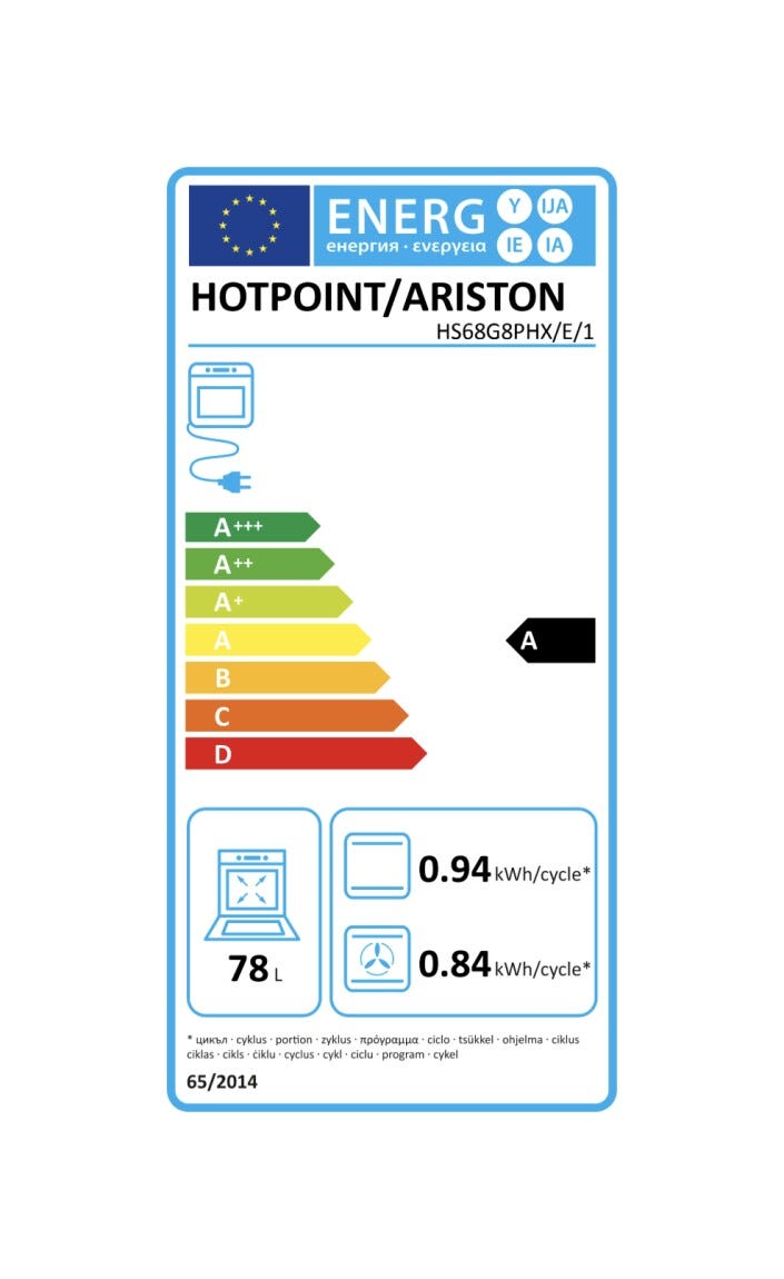Hotpoint Ariston HS68G8PHX/E Cucina da accosto, 4 fuochi a gas, forno elettrico multifunzione, nero