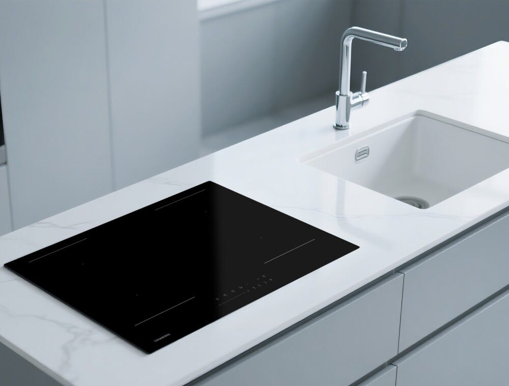 Cromberg HIK80FB Piano cottura a induzione 4 zone, 80 x 52 cm, vetro nero