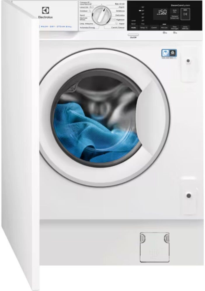 Electrolux EN7W4862OF Serie 700 DualCare Lavasciuga da incasso, 8/4 kg, 1600 rpm, classe energetica B/D, bianco