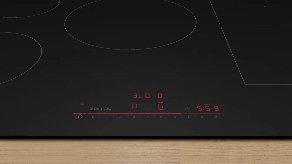 Bosch PVW81CHB1E serie 6 Piano cottura a induzione, 80 cm, 5 zone, comandi multitouch+ e home connect, vetroceramica nero paco
