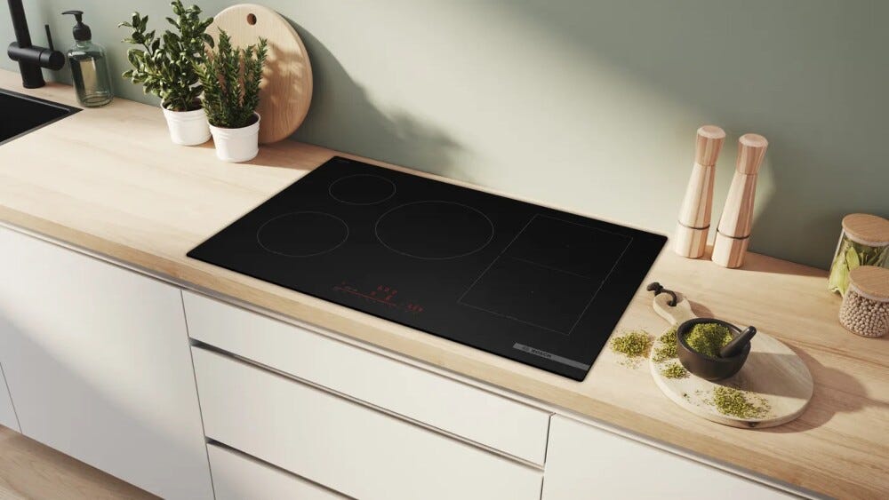 Bosch PVW81CHB1E serie 6 Piano cottura a induzione, 80 cm, 5 zone, comandi multitouch+ e home connect, vetroceramica nero paco
