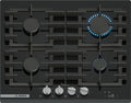 Bosch PRP6A6H40 serie 8 piano cottura a gas, 59 cm, 4 fuochi, griglie in ghisa, Home Connect, vetro temperato, nero