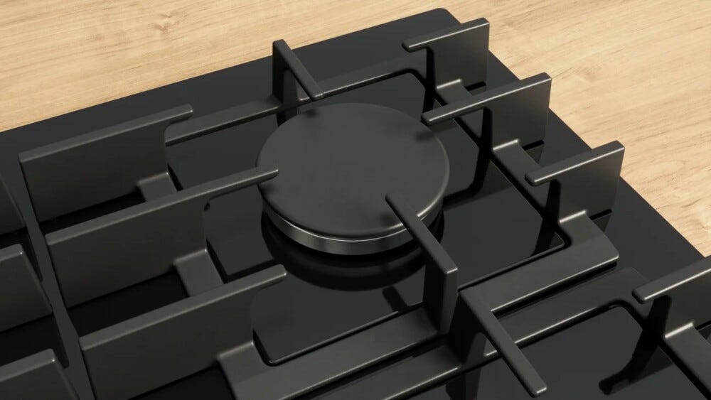 Bosch PRP6A6H40 serie 8 piano cottura a gas, 59 cm, 4 fuochi, griglie in ghisa, Home Connect, vetro temperato, nero