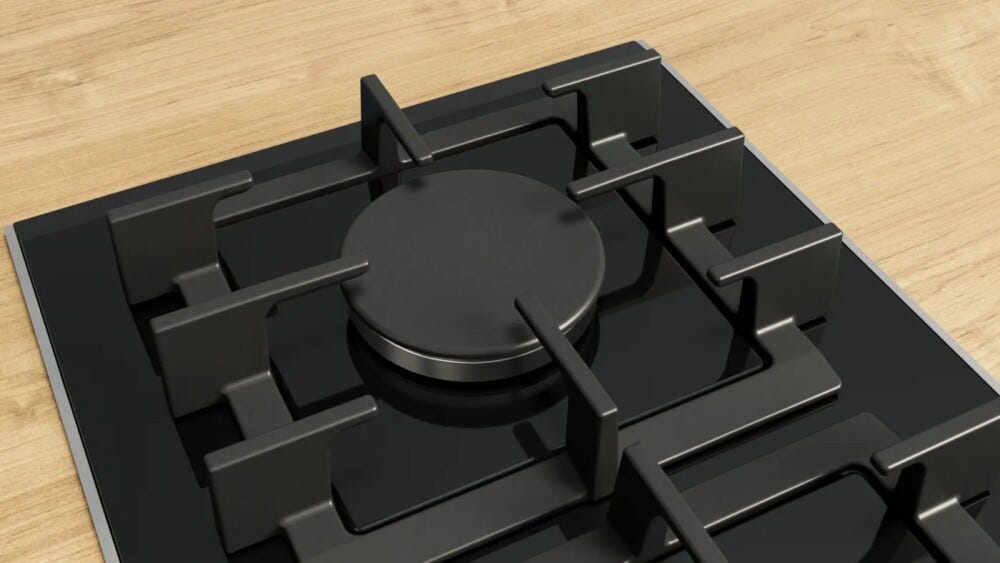 Bosch PRB3A6I40 serie 8 Piano cottura domino, cm 30, 2 fuochi, griglie separate in ghisa, vetroceramica nero