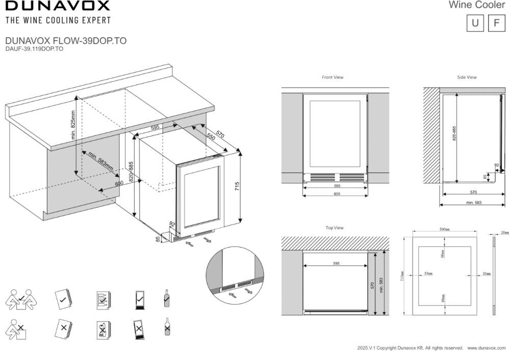Dunavox DAUF-39.119DOP.TO Flow-39.DOP.TO Cantina vino da incasso, 39 bottiglie, doppia zona