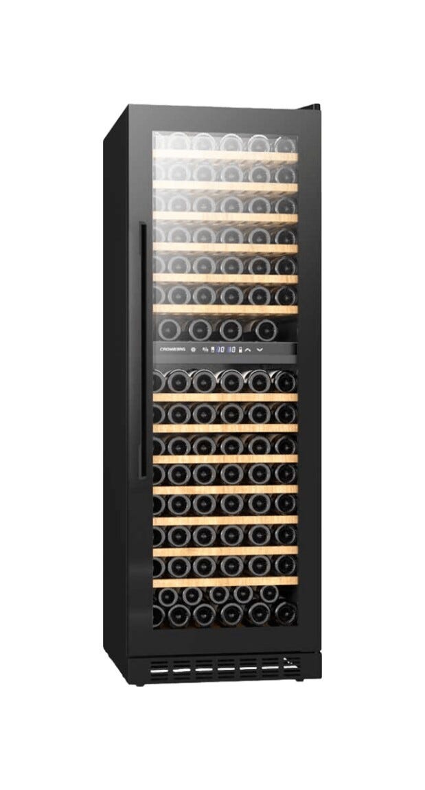 Cromberg HWDF60163 Cantina vini 59,5 cm, 171 h, 163 bottiglie, vetro nero