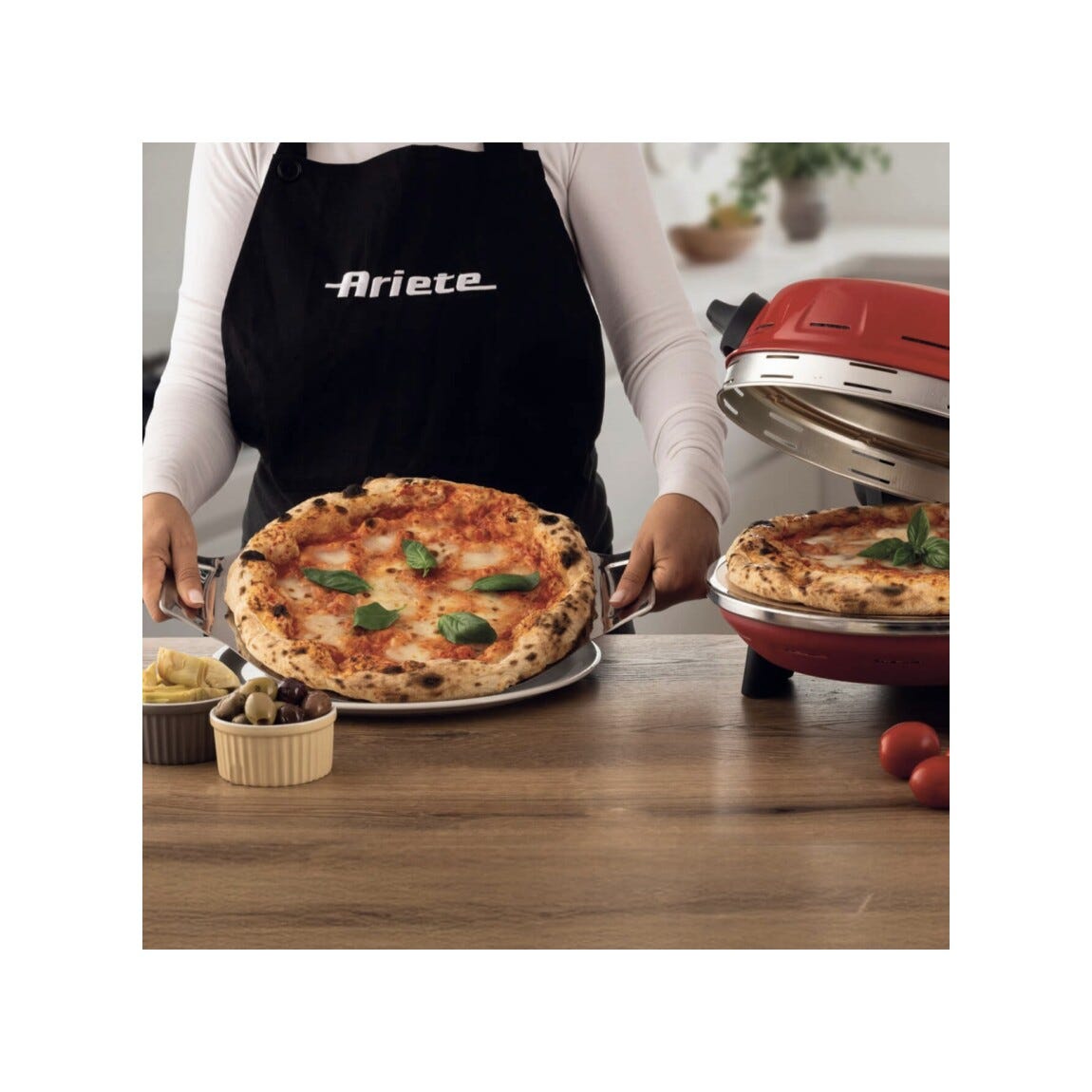 Ariete 0934/00 Forno pizza, 1500W, pietra refrattaria, temperatura 400°C, rosso