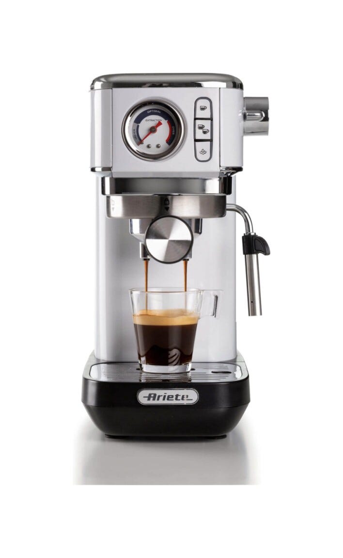 Ariete 1381/34 Moderna Macchina caffè, 1300W, 1.1 litri, 15 bar, manometro, bianco