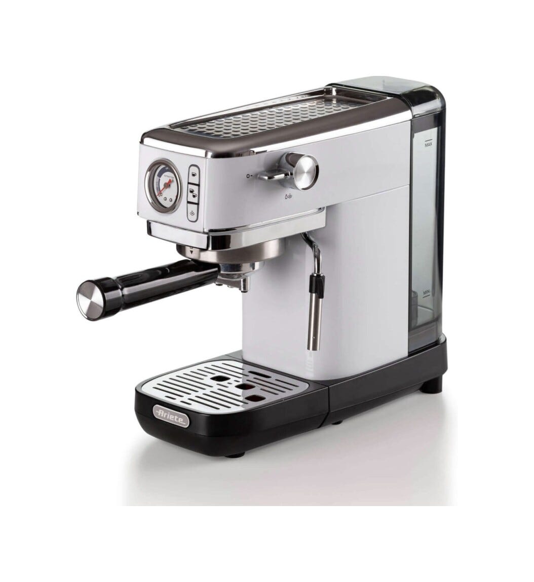 Ariete 1381/34 Moderna Macchina caffè, 1300W, 1.1 litri, 15 bar, manometro, bianco