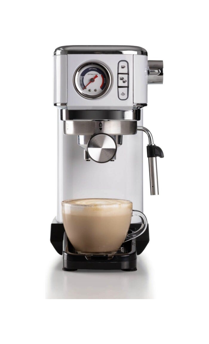 Ariete 1381/34 Moderna Macchina caffè, 1300W, 1.1 litri, 15 bar, manometro, bianco