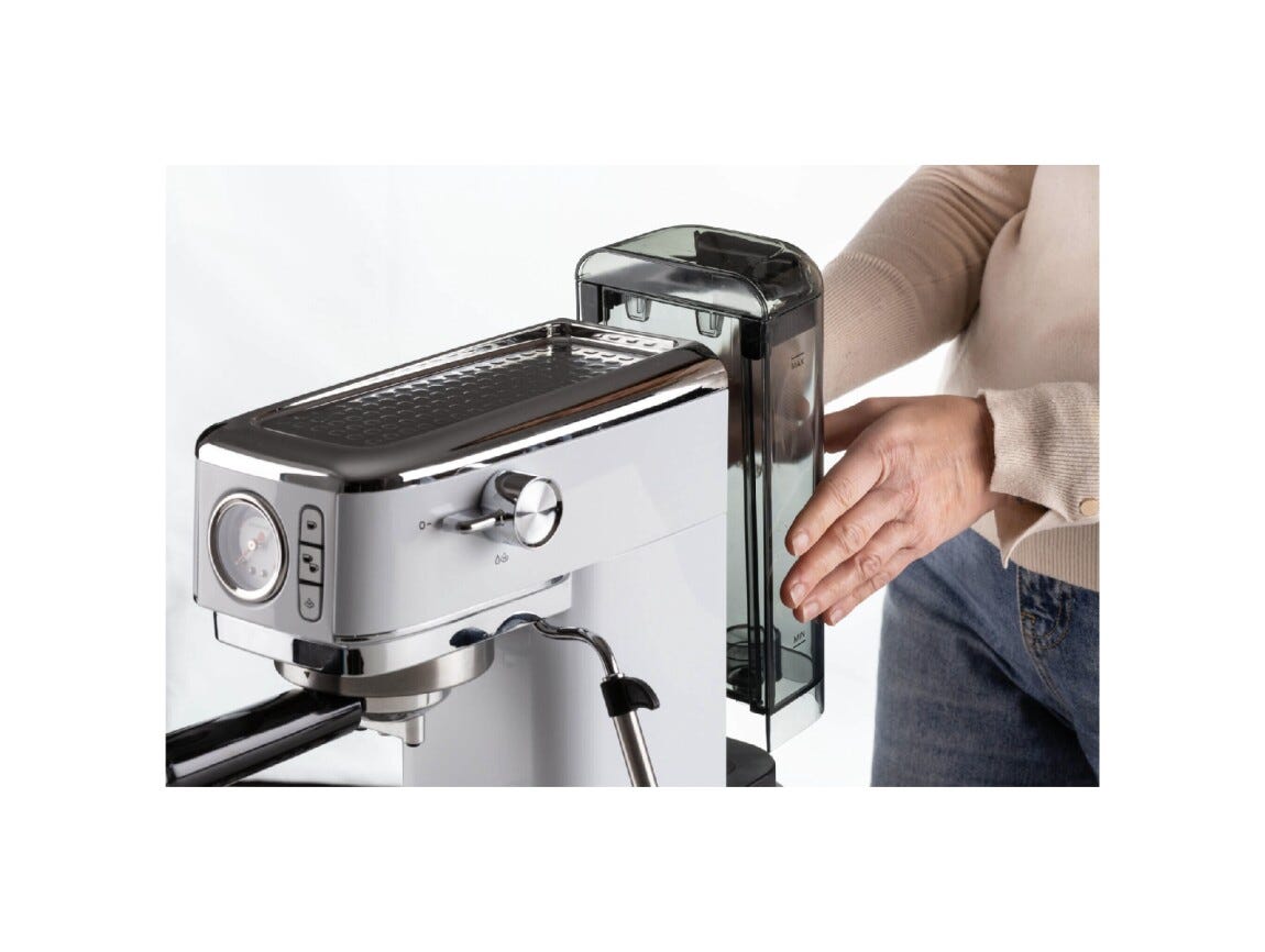 Ariete 1381/34 Moderna Macchina caffè, 1300W, 1.1 litri, 15 bar, manometro, bianco