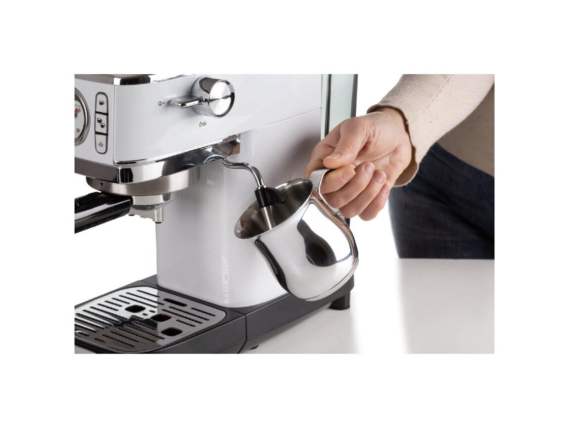 Ariete 1381/34 Moderna Macchina caffè, 1300W, 1.1 litri, 15 bar, manometro, bianco