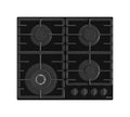 Hisense GG663BHF Piano cottura a gas 60 cm, 4 fuochi, griglie in ghisa, bruciatore Wok, nero