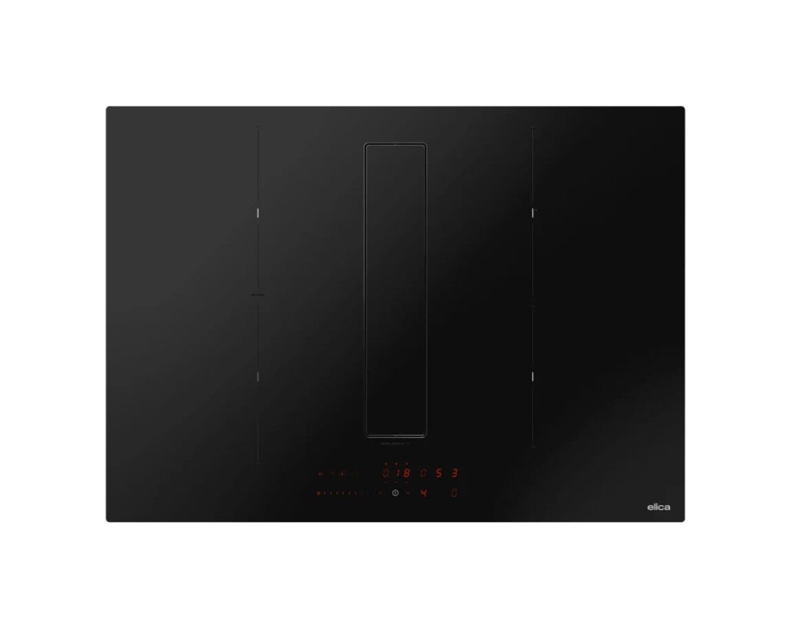 Elica NIKOLATESLA FIT RAW BR/A/72 Piano cottura induzione cm. 72, cappa integrata, vetro nero opaco