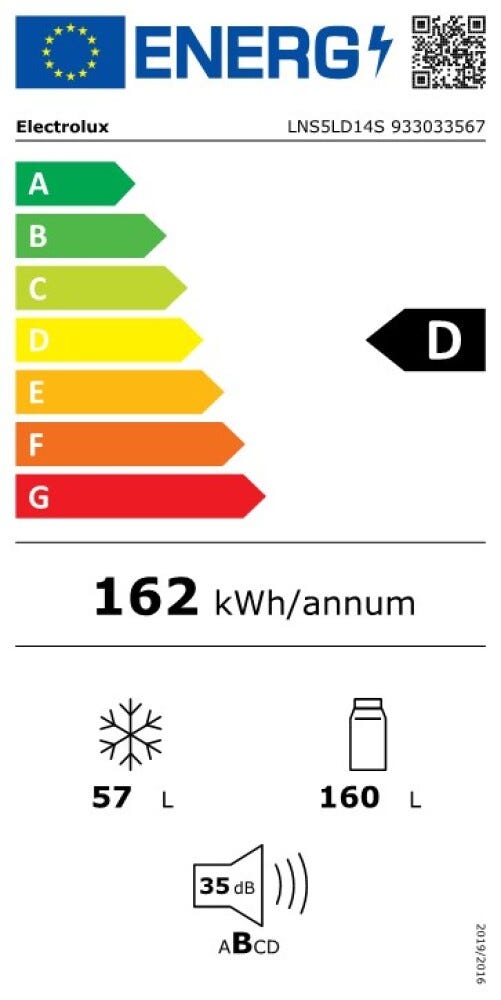 Electrolux LNS5LD14S Serie 500 ColdSense Frigorifero con congelatore ad incasso, 145 cm, LowFrost, classe energetica D