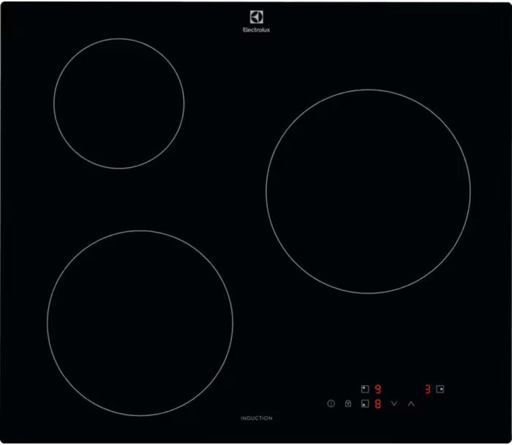 Electrolux CIB60320CK Serie 300 Piano cottura a induzione, 3 zone, 59 cm, funzione Booster, nero