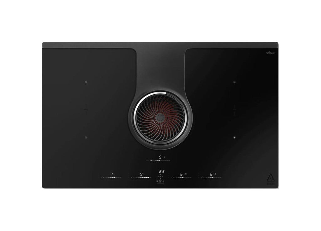 Elica NikolaTesla One HP Raw BR/A/83 EVO COLLECTION Piano cottura induzione cm. 83, cappa integrata, vetro nero opaco