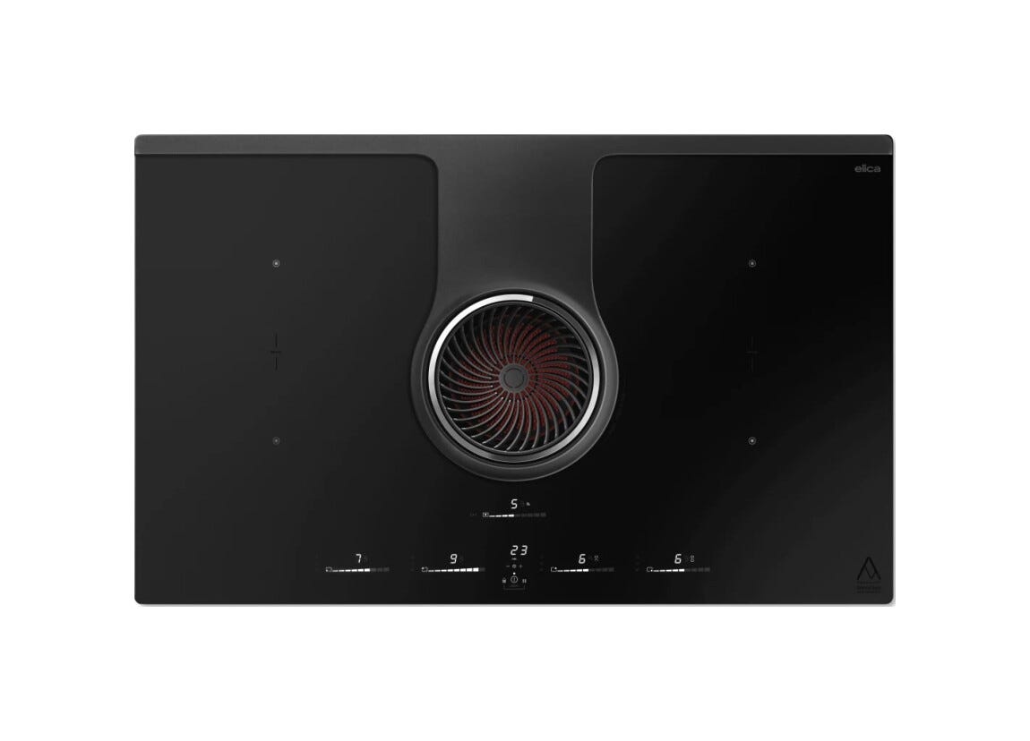 Elica NikolaTesla One HP Raw BR/A/83 EVO COLLECTION Piano cottura induzione cm. 83, cappa integrata, vetro nero opaco