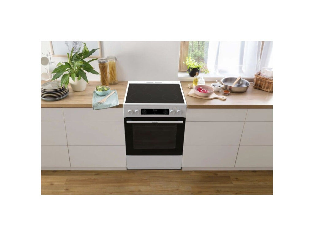 Gorenje GEC6C40WD G600 Cucina da accosto cm. 60, 4 zone elettriche, forno multifunzione, capacità 71 litri, bianco