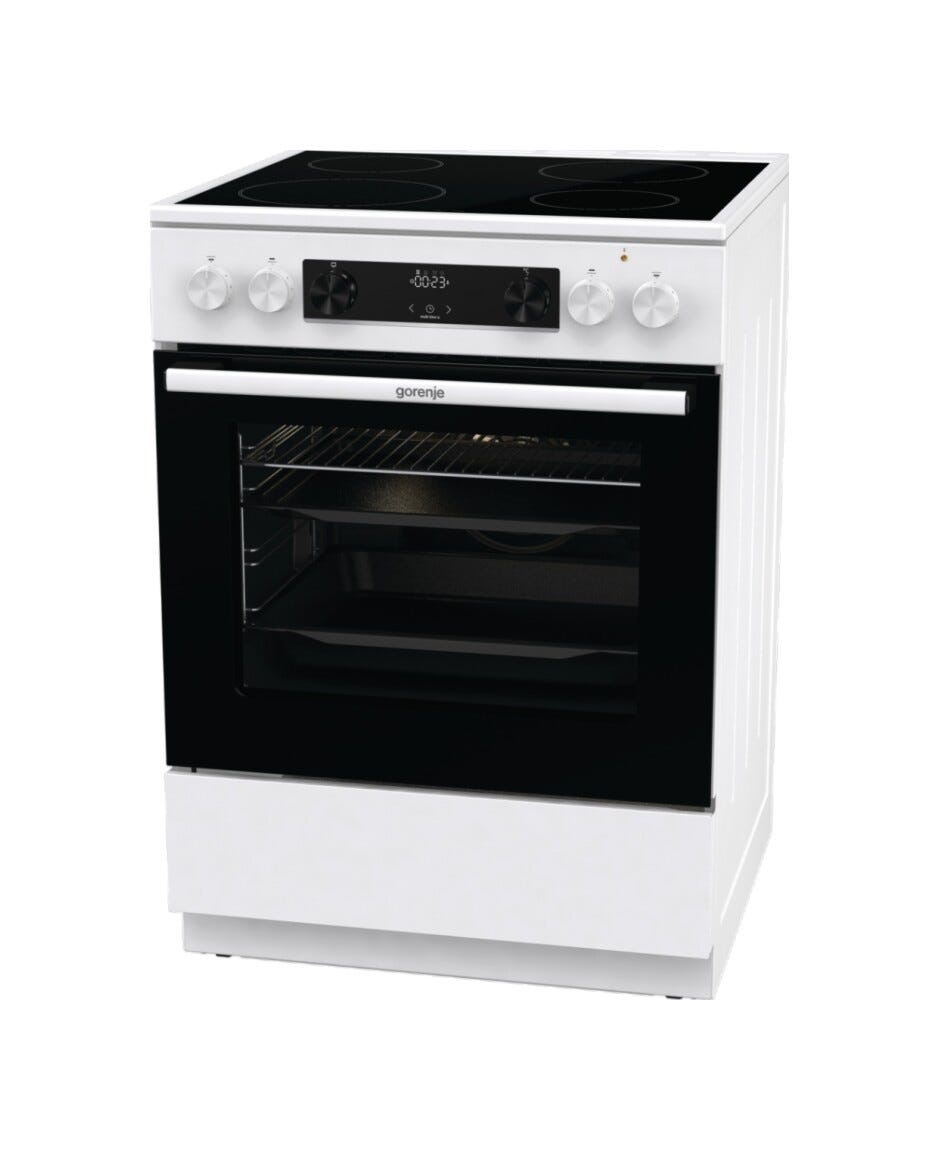 Gorenje GEC6C40WD G600 Cucina da accosto cm. 60, 4 zone elettriche, forno multifunzione, capacità 71 litri, bianco